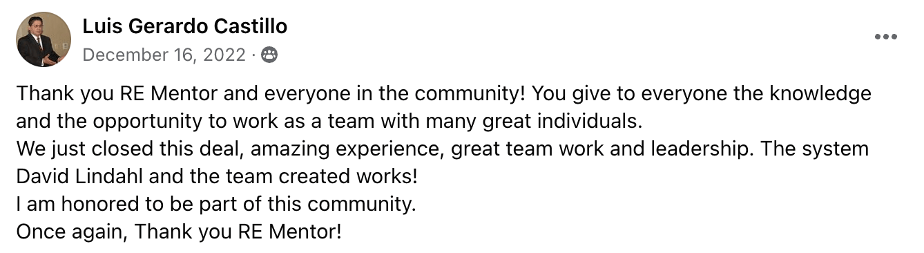 Luis Gerardo Castillo: thankful for community and team, deal closed