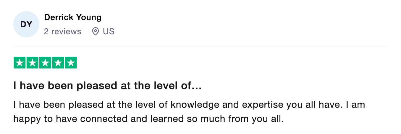 Review by Derrick Young: pleased with level of knowledge and expertise
